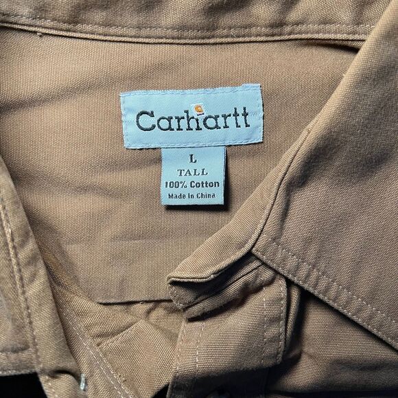 Carhartt Shirt Mens Large Tall Button Up Heavy Canvas Long Sleeve Pockets (#120) - Picture 3 of 7